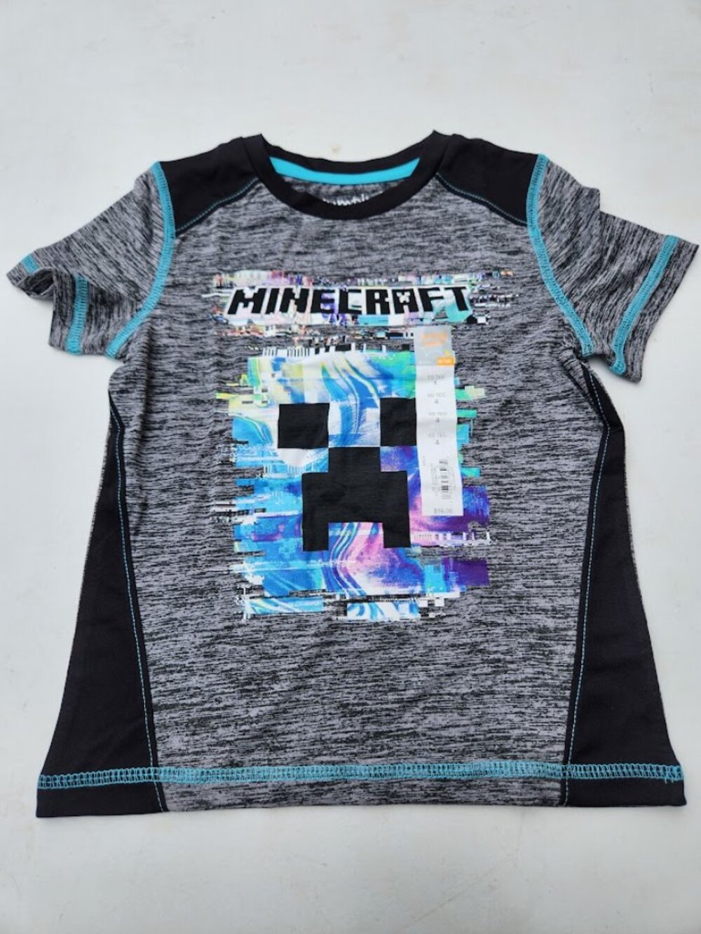 New Minecraft Creeper Shirt Size 4 Jumping Beans Active Graphic Tee T-Shirt Blac